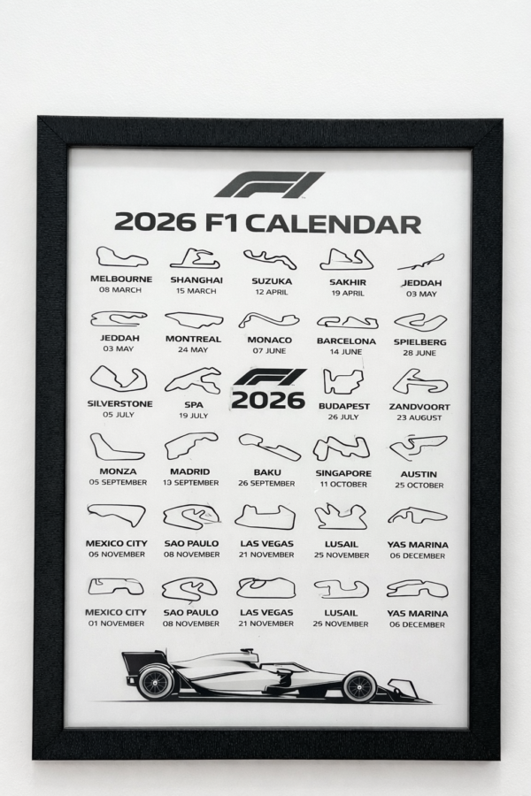 Classic black and white F1 calendar ( without 3d)